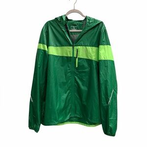 Brooks Vibrant Green Hooded Running Jacket Size XL